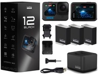 Kamera sportowa GoPro HERO 12 Black + Ładowarka + 2 dodatkowe Akumulatory