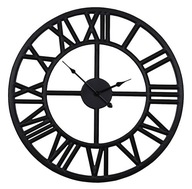 Czarny zegar loft 60cm cyfry rzymskie industrialny