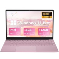 Laptop Auusda 15,6" Intel N95 DDR4 16 GB SSD 512 FHD Win11 Pro 180° różowy