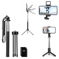 SELFIE STICK KIJEK STATYW TRIPOD + LAMPA LED + PILOT BLUETOOTH DŁUGI 63 CM