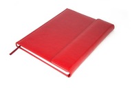 Notes książkowy zapinany Skóra czerwony A4 kratka