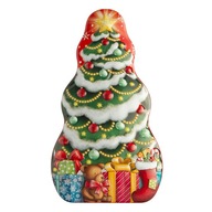 Kovová plechovka na sušienky cukríky perníky vianočný stromček 13x23x6 cm