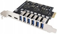 Karta PCIe 1X adaptér pre 8x USB (6A+2C) 5Gbps Gen2