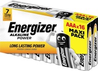 16x Alkalická batéria Energizer AAA (R3)LR03 1,5V tenké tyčinky