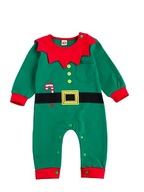 Detský overal vianočný elf sviatok prevlek zelený veľkosť 80