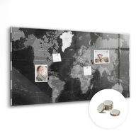 Foto magnetická tabuľa suchá Čierna mapa sveta Veľká 120x60 cm