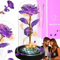 ÖRÖK RÓZSA ÜVEGBEN VILÁGÍTÓ LED VIRÁGDOBOZ CSOKOR VIRÁG AJÁNDÉK