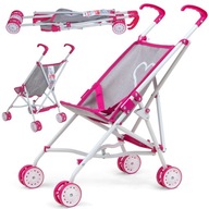 Kočík pre bábiky Julia Prestige Pink Ružová Sivá Biela Dáždnik Skladacia ľahká