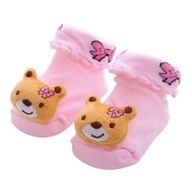 Ponožky pre bábätko Ružové s hnedým medvedíkom