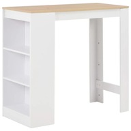 Stolik barowy z półkami, biały, 110 x 50 x 103