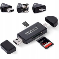 KOMPAKTNÁ ČÍTAČKA PAMÄŤOVÝCH KARIET 5 V 1 SD MicroSD USB TYP-C MicroUSB TF