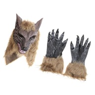 Zestaw 2 rękawiczek z maską na głowę wilkołaka i wilkołaka
