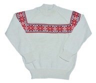 GMG ciepły sweter wełniany WEŁNA LANA WOOL kremowy śnieżynki święta 110-116