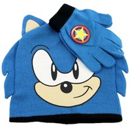 Zestaw zimowy dziecięcy Czapka i rękawiczki Sega SONIC 53-59cm Niebieski