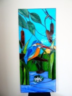 Zimorodek panel Witraż przeszklenie drzwi Ptak