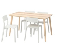 IKEA LISABO JANINGE Stôl a 4 stoličky jaseň/biela