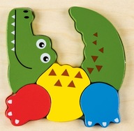 Drewniane Puzzle Playtive kolorowe Krokodyl