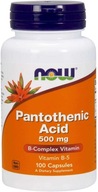 NOW FOODS Pantothenic Acid 500mg KYSELINA PANTOTénová