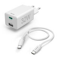 Ładowarka sieciowa Hama mini 32W PD/QC + kabel USB-C (biały)