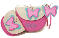 kabelka malé meno ružová s detským motýľom čelenka