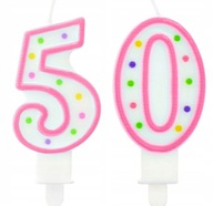 Świeczka urodzinowa liczba 50 cyfra dekoracja urodziny tort Pięćdziesiątka