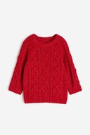 H&M Sweter w warkoczowy splot CZERWONY 68 cm