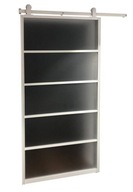 drzwi szklane loft-art matowe loftowe szprosy białe rama 105x2095