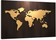 Tabuľa Korková zlatá novostavba mapa sveta 90x60 cm