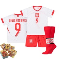 Komplet / strój piłkarski + gratis LEWANDOWSKI POLSKA 9 rozm. 134