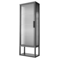 IKEA MOSSJON Nástenná skrinka polovičné/sklenené dvere antracit 36x18x102 cm