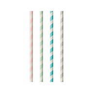 Slamky papierové rúrky s prúžkami farebné 100ks