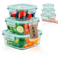 3x ÜVEG Ételtároló dobozok LUNCHBOX üveg tároló szett