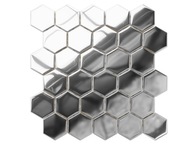 SKLENENÁ MOZAIKA HEXAGON SILVER STRIEBORNÁ METALÍZA