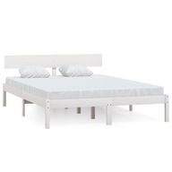 vidaXL Rám postele, biela, masívne borovicové drevo, 150x200 cm
