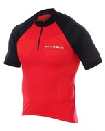 Brubeck Koszulka rowerowa unisex krótki rękaw z suwakiem czerwony/czarny XL