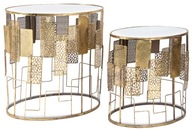 Zlatý oválny dekoratívny stolík kvetinový záhon 2 ks