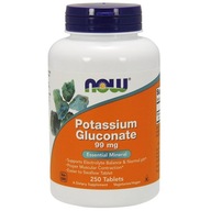 NOW Potassium Gluconate 99mg 250tabs GLUKONÁT NERVOVÁ SÚSTAVA PRÁCA SVALOV
