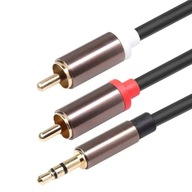 Kabel audio stereo 1 m 2 x RCA cinch - minijack 3,5 mm AUX pozłacane styki