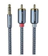 Kabel Przewód Audio ESSAGER Mini Jack (3,5 mm) - 2x RCA 2 GOLD 1m