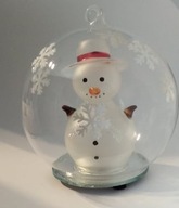 Snehuliak Sklenená LED guľa Dekoratívne vianočné