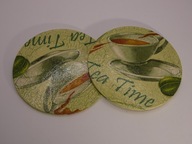 Podkładki pod kubek decoupage 10cm komplet 2szt zielone