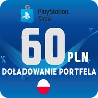 PLAYSTATION STORE 60 PLN ZŁ PSN KOD KLUCZ SONY NETWORK DOŁADOWANIE PS4 PS5