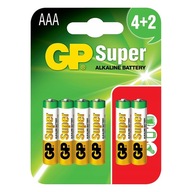 Bateria GP Super Alkaline LR03 AAA 1,5V, 6szt