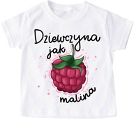 T-shirt koszulka dziecięca dla dziewczynki z maliną roz 104