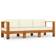 3-osobowa sofa ogrodowa z kremowymi poduszkami, dr