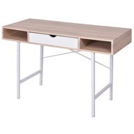 Písací stôl s 1 zásuvkou v bielej a dubovej farbe