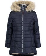 Tommy Hilfiger detská, dievčenská zimná bunda, kabát Signature modrá 116