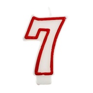 Narodeninová sviečka bielo-červená 7 cm číslica 7