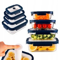 4 db-os VÁKUUMOS ÉTELTÁROLÓ ÜVEGTARTÁLY SZETT