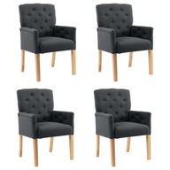 Multidom Jedálenské stoličky s opierkami 4 ks, sivé, látka